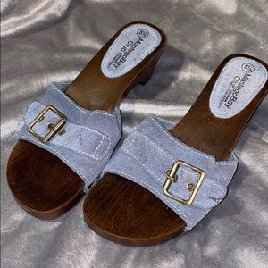 5/$20 Montego Bay Blue Suede Shoes Clog Slide 5.5